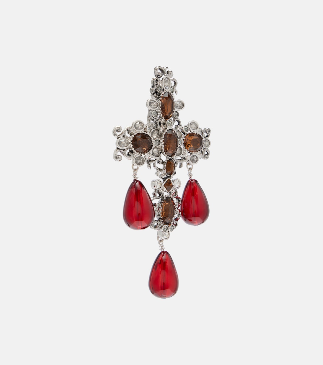 Clip-Ohrringe Cross mit Kristallen | Saint Laurent