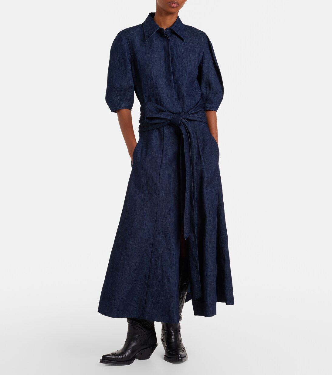 Zivan cotton and linen denim midi skirt | Gabriela Hearst
