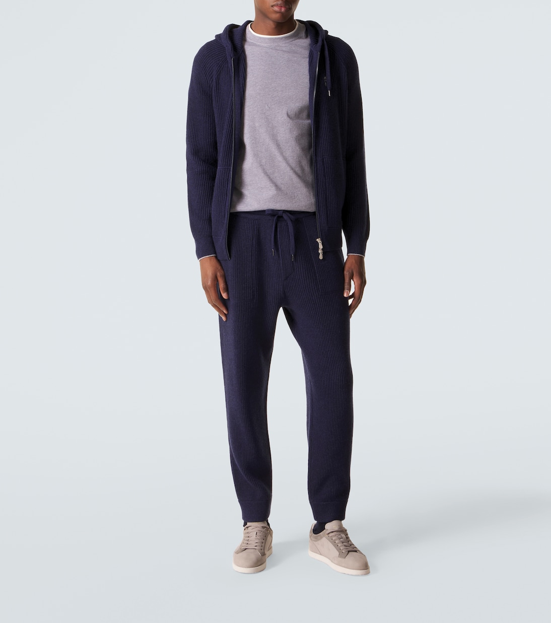 Ribbed-knit cashmere zip-up cardigan  | Brunello Cucinelli