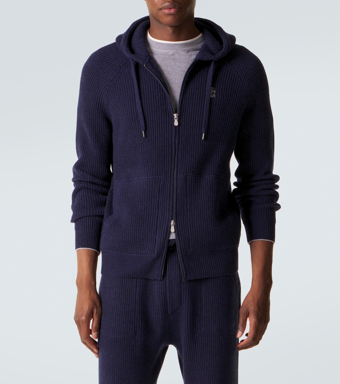 Ribbed-knit cashmere zip-up cardigan  | Brunello Cucinelli