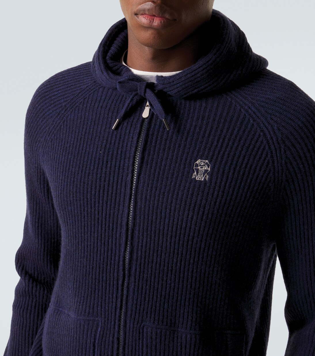 Ribbed-knit cashmere zip-up cardigan  | Brunello Cucinelli