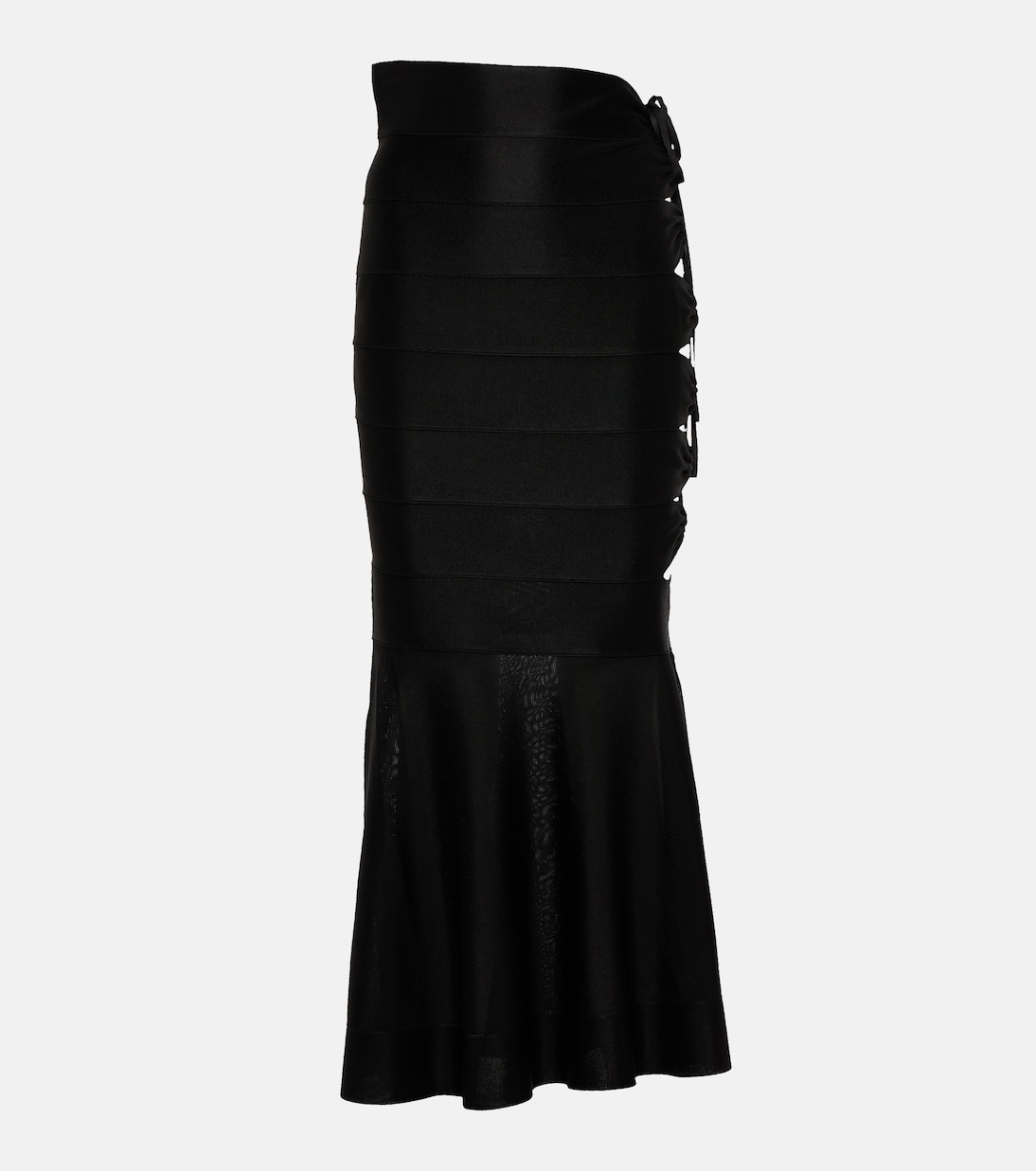 Mesh-insert lace-up midi skirt | Alaïa