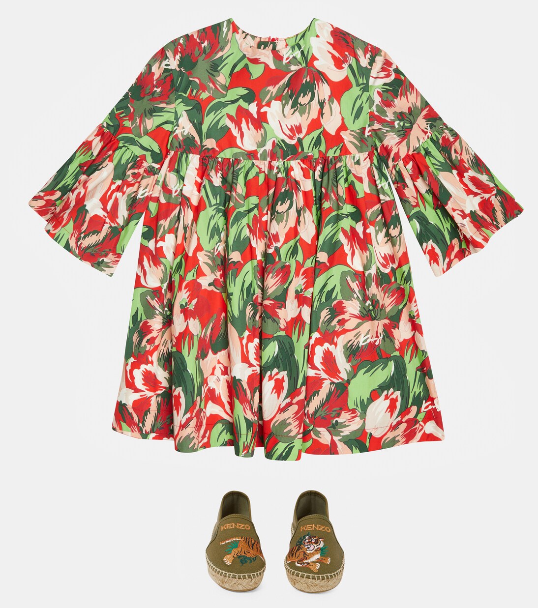 Robe en coton à fleurs | Kenzo Kids