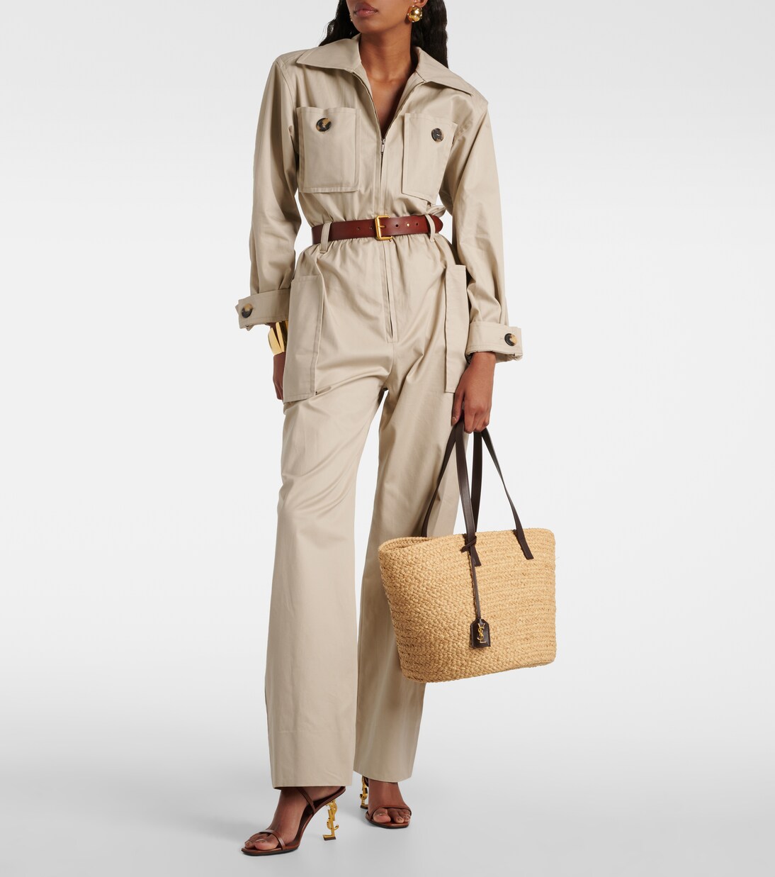 Panier 미디엄 라피아 토트 백 | Saint Laurent