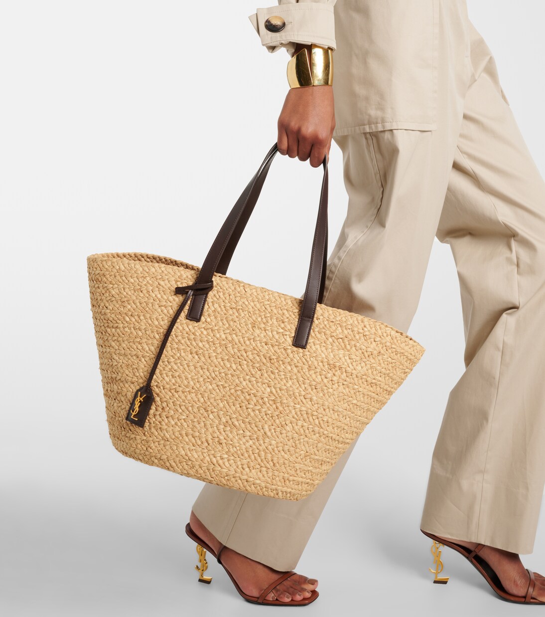 Panier 미디엄 라피아 토트 백 | Saint Laurent