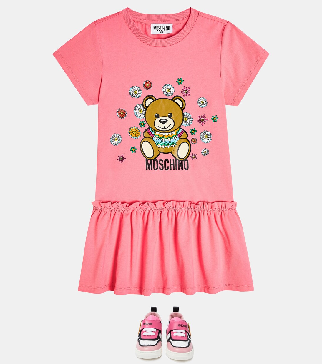 Leather-trimmed sneakers | Moschino Kids