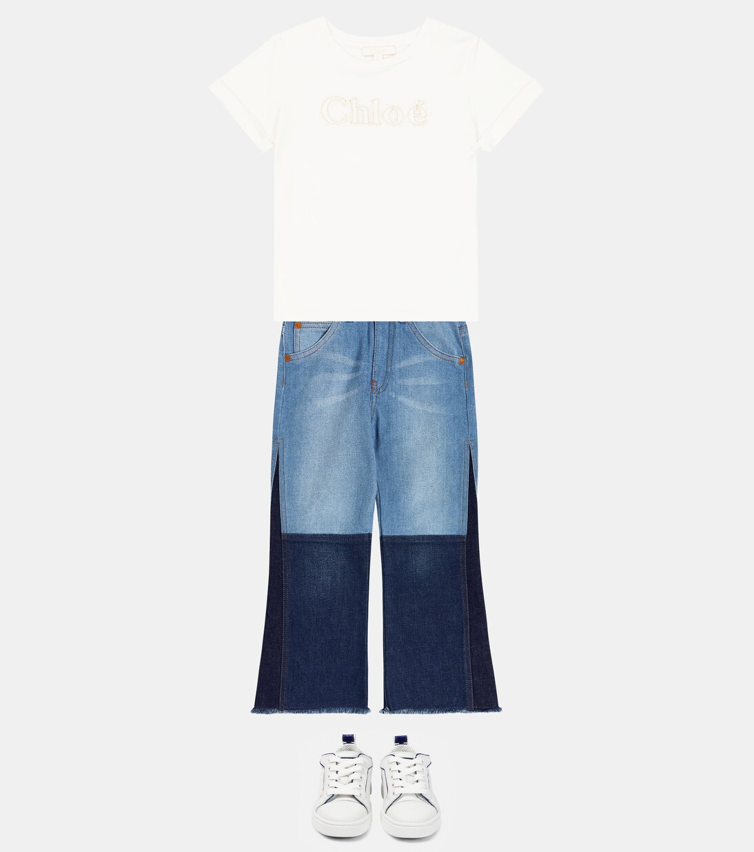 Paneled wide-leg jeans | Chloé Kids
