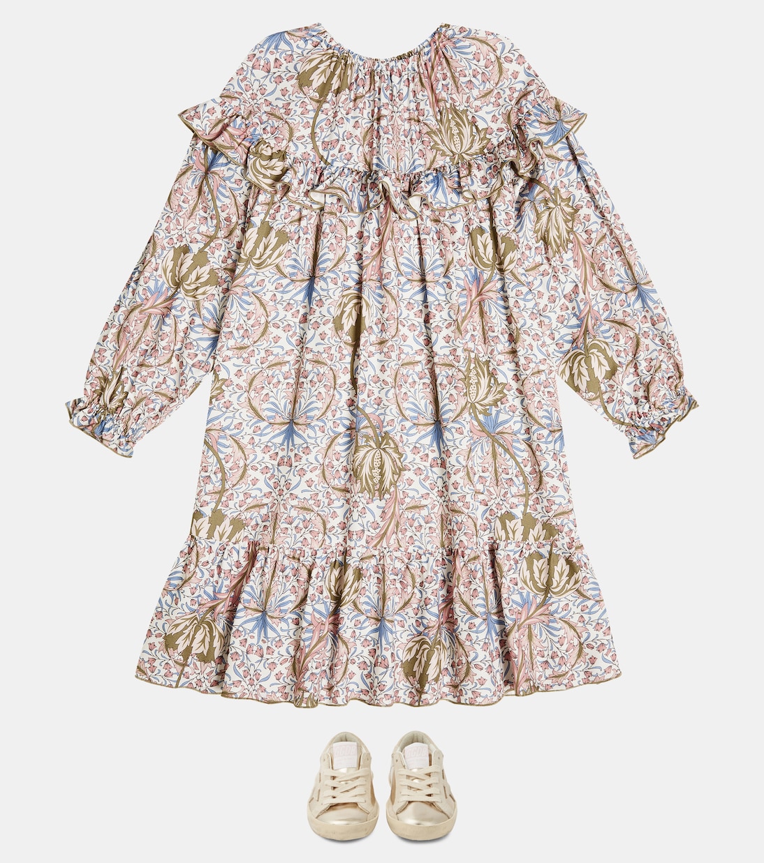 Floral ruffle-trimmed dress | Il Gufo