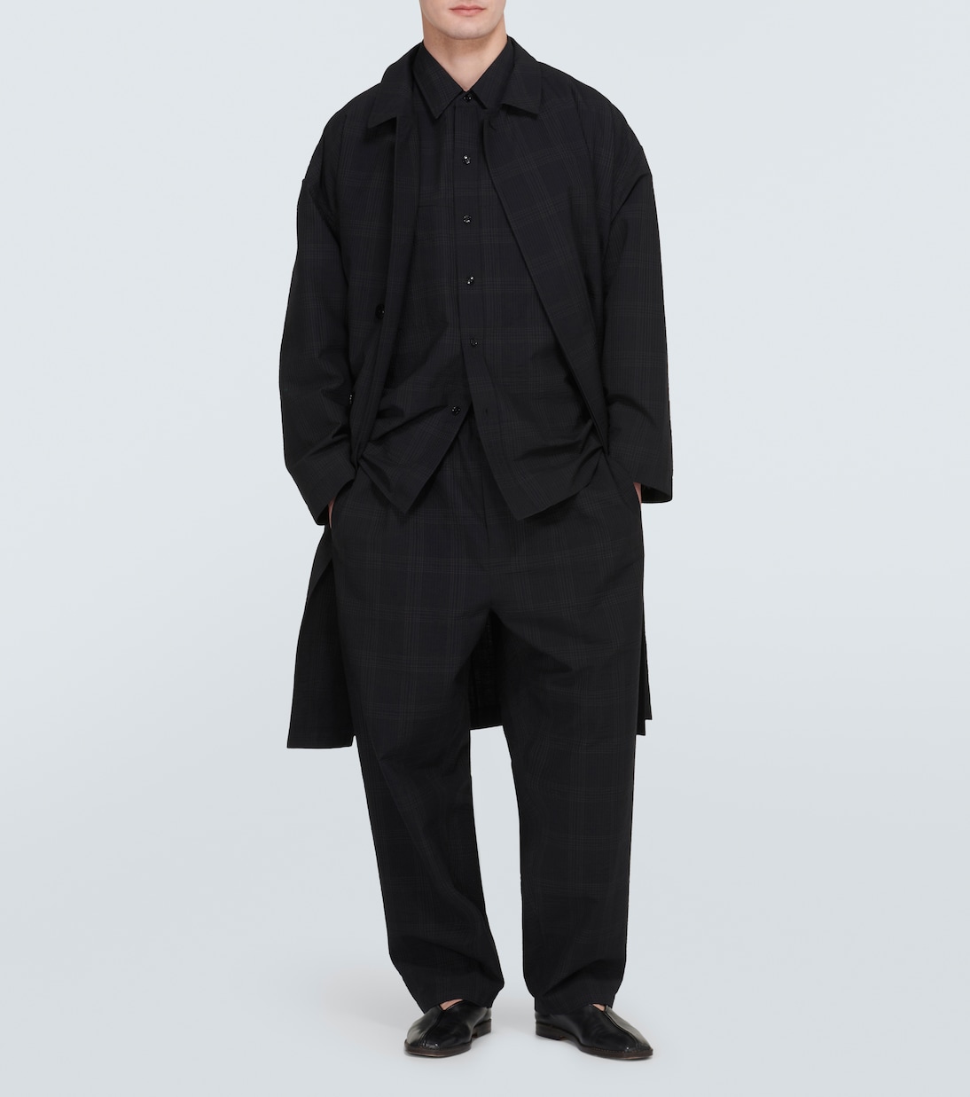 Checked wool seersucker pants | Lemaire