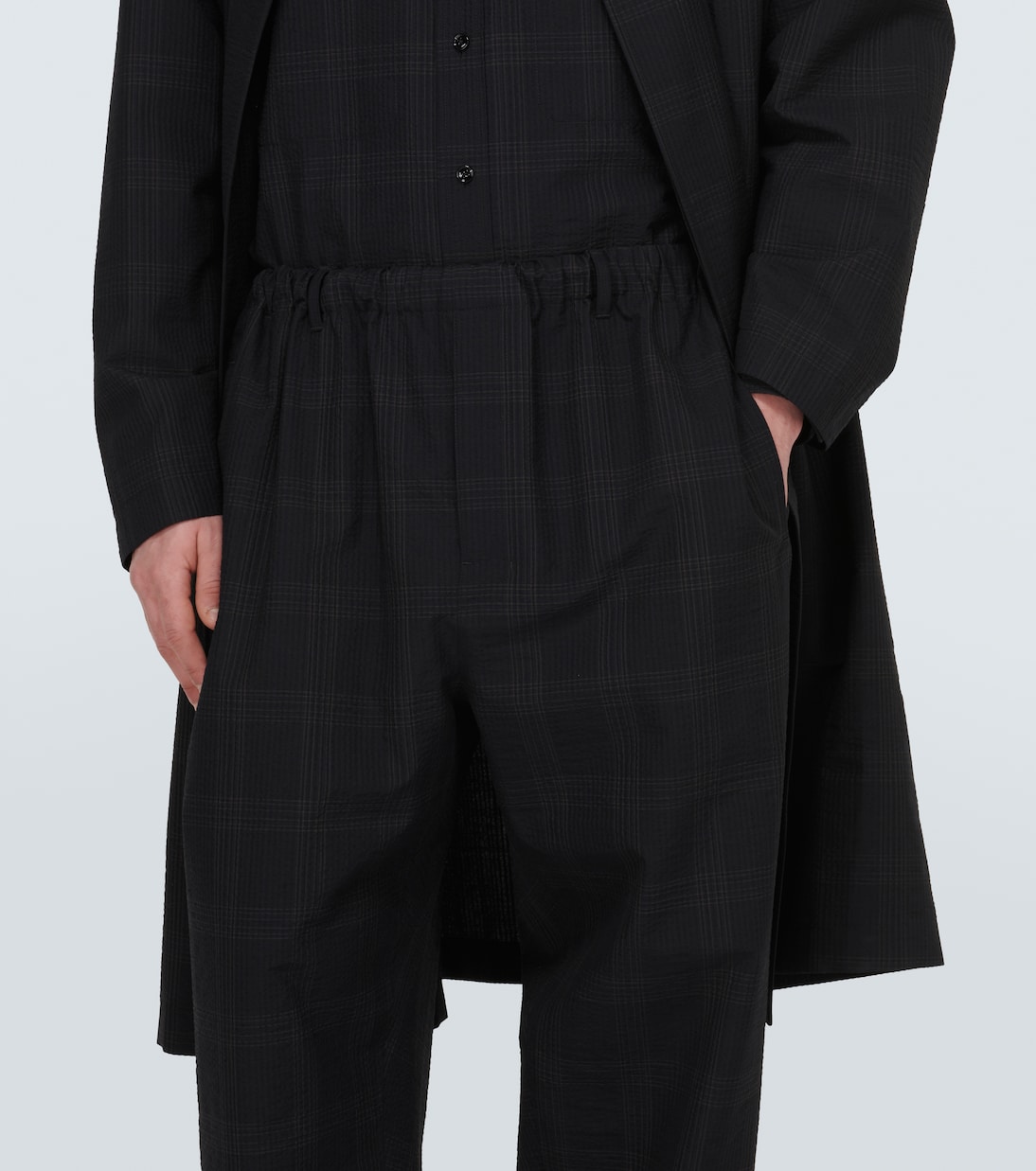Checked wool seersucker pants | Lemaire