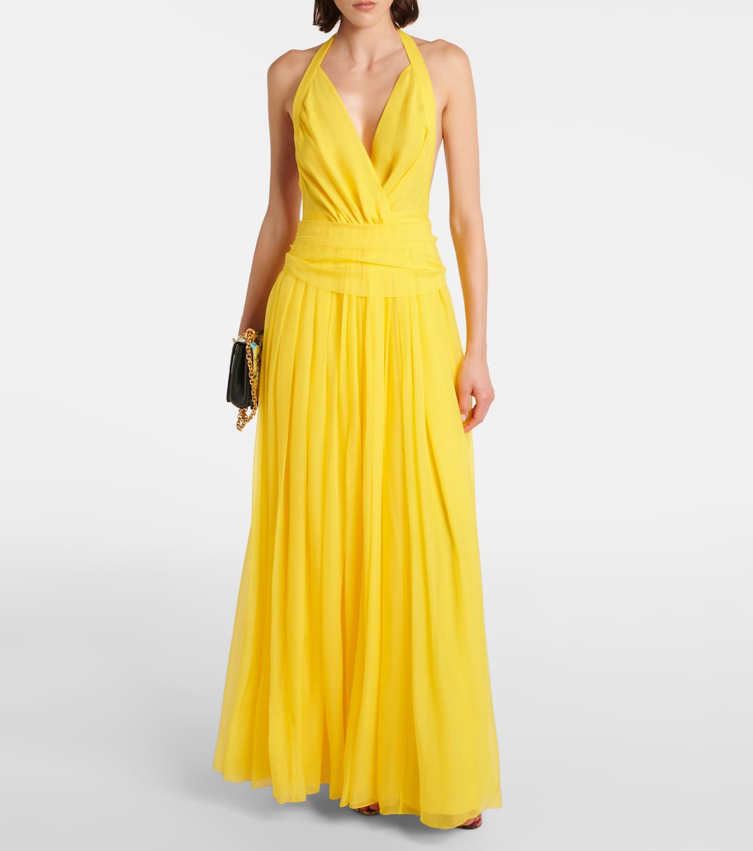 Halterneck silk chiffon gown | Dolce&Gabbana