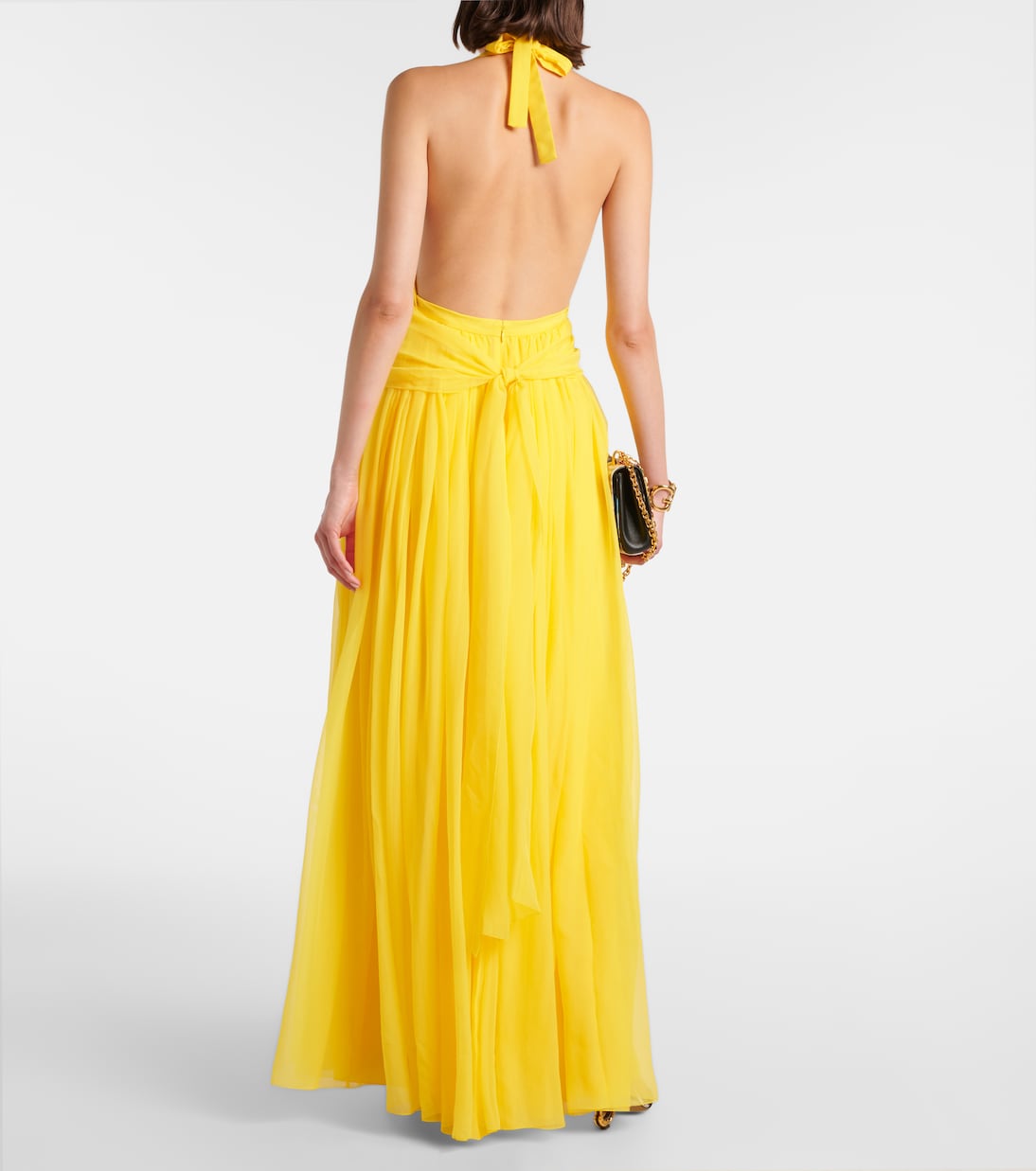 Halterneck silk chiffon gown | Dolce&Gabbana