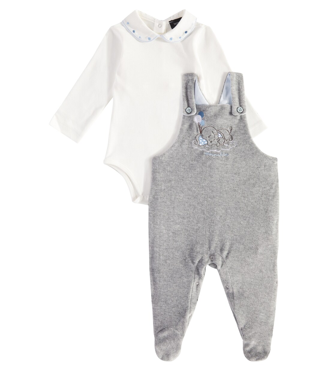 Baby cotton bodysuit and overall set | Monnalisa