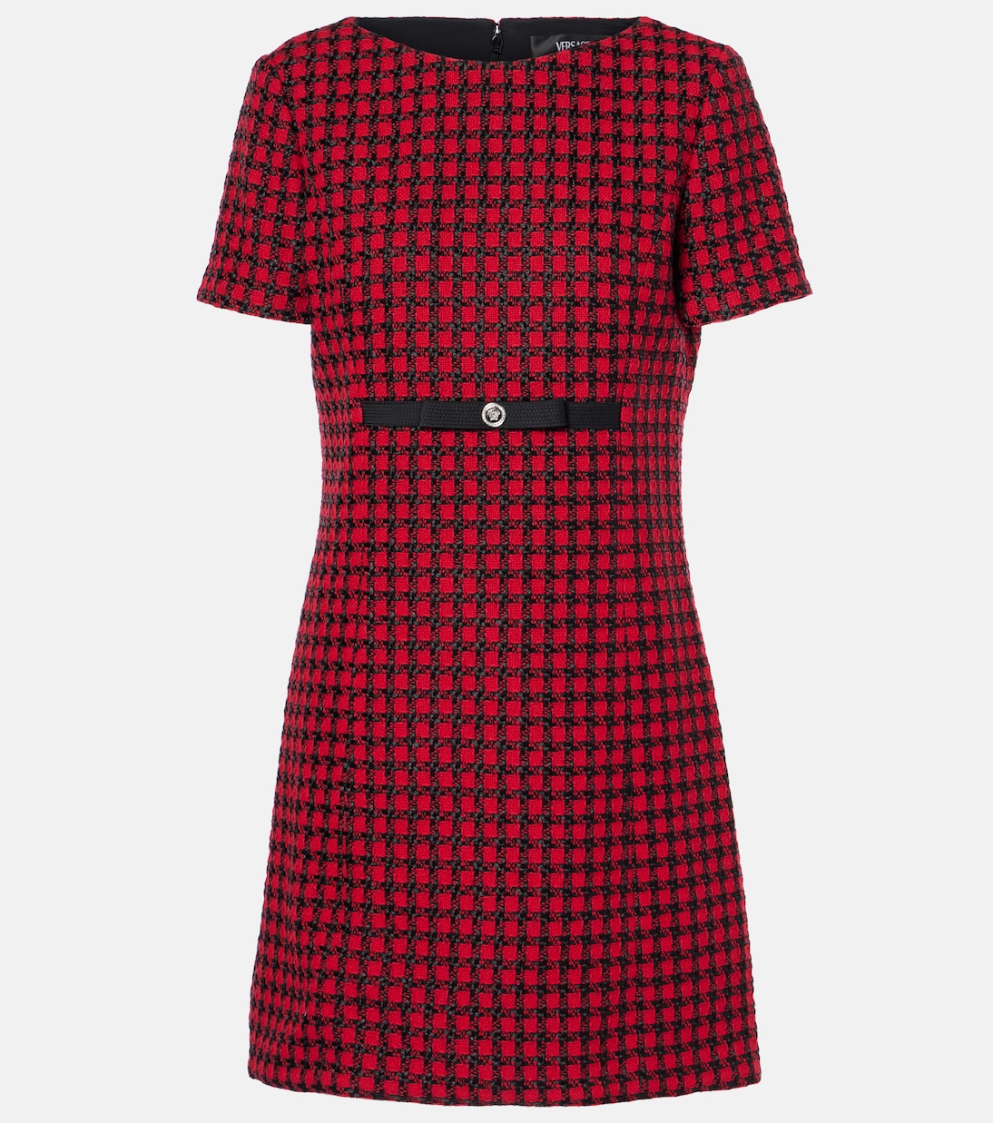 Checked wool-blend tweed mini dress | Versace