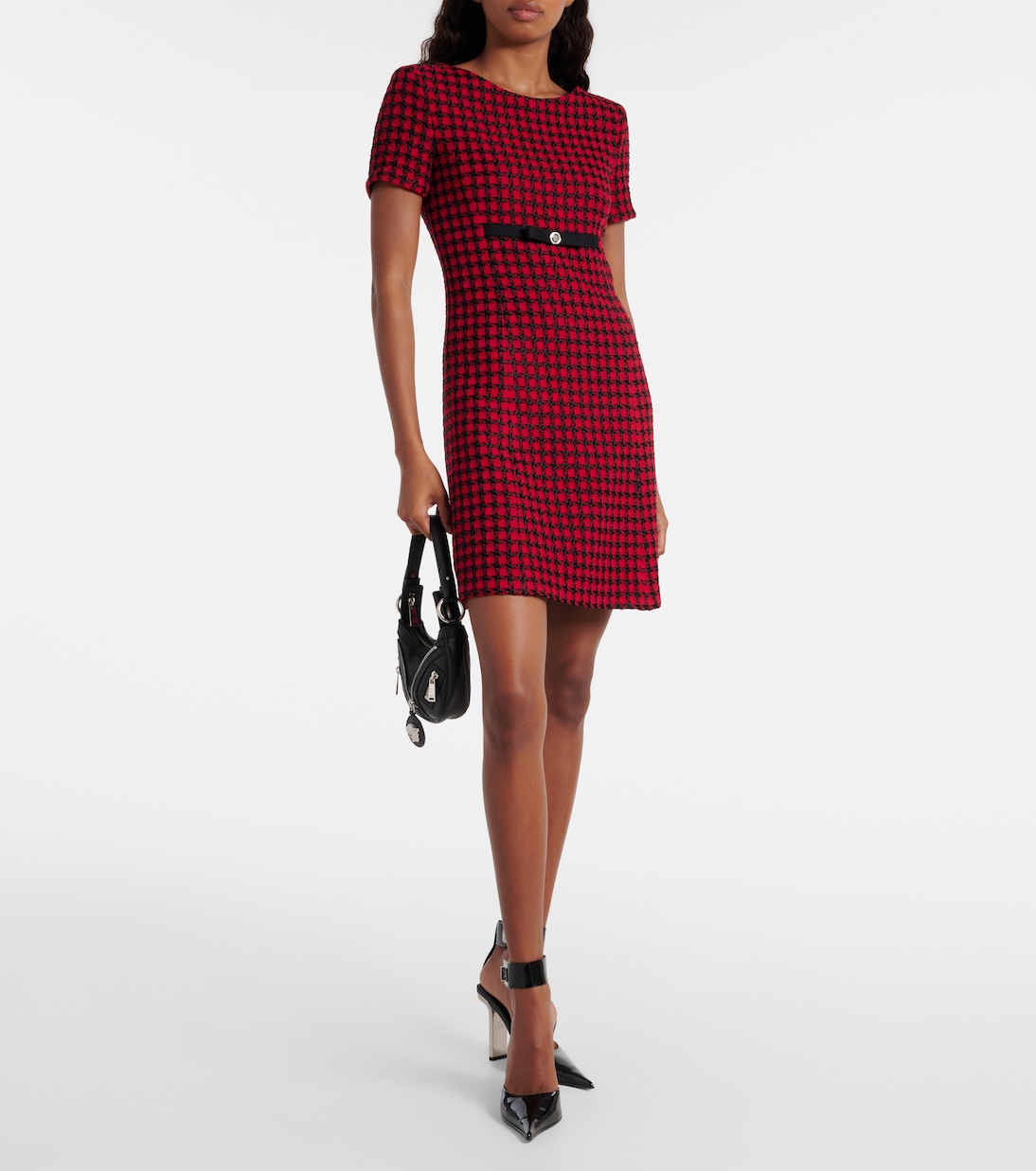 Checked wool-blend tweed mini dress | Versace