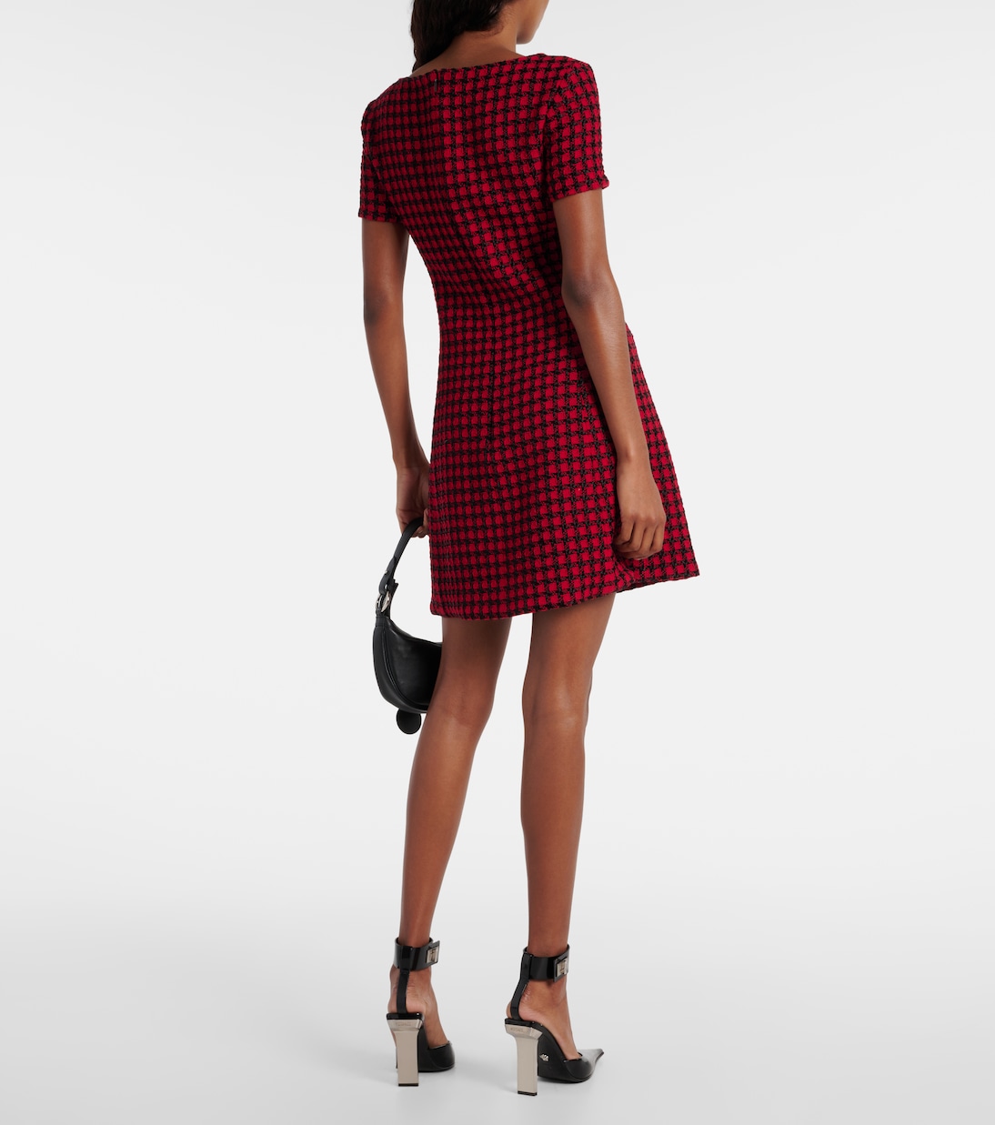 Checked wool-blend tweed mini dress | Versace