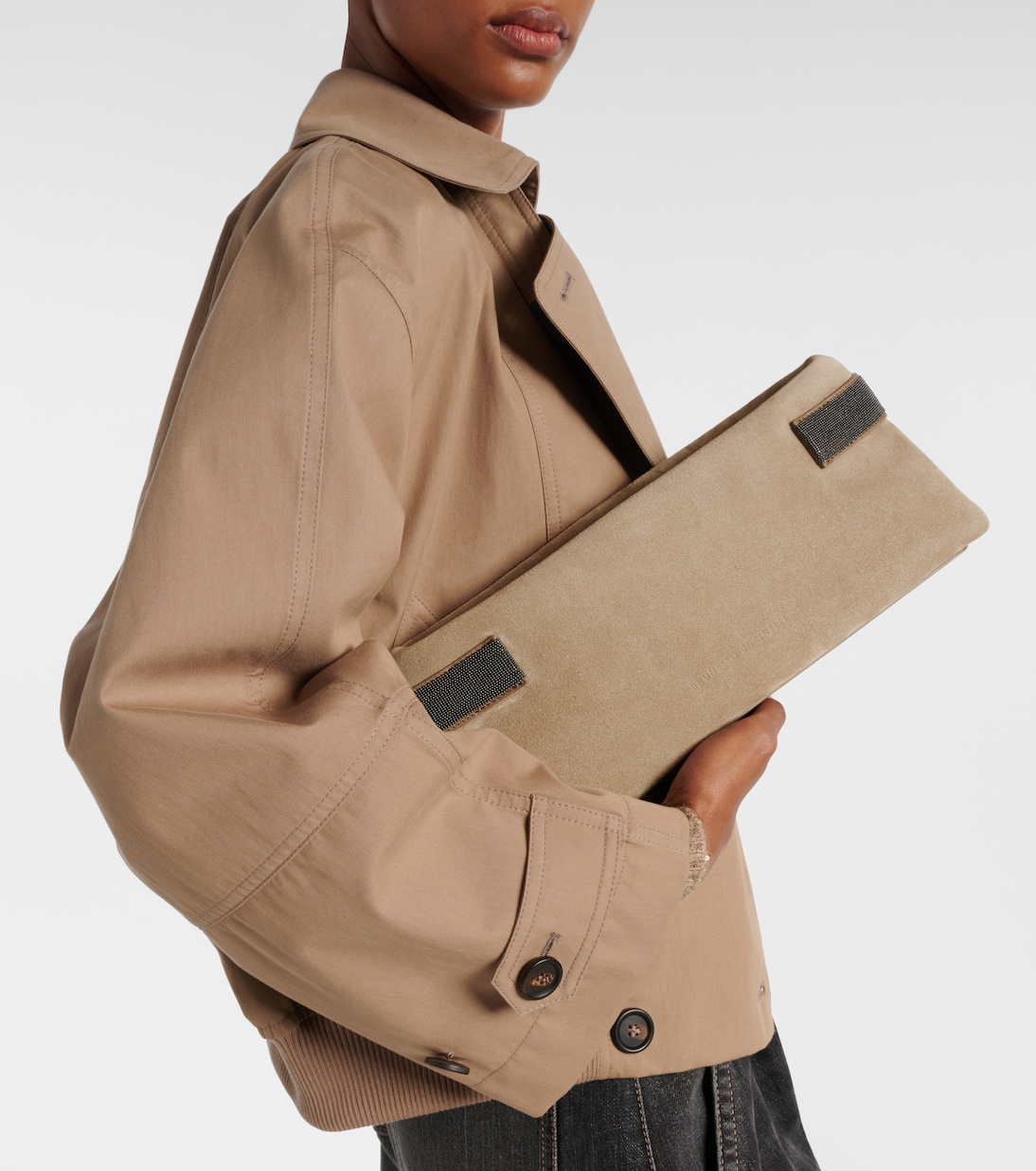 Essence Small suede clutch | Brunello Cucinelli