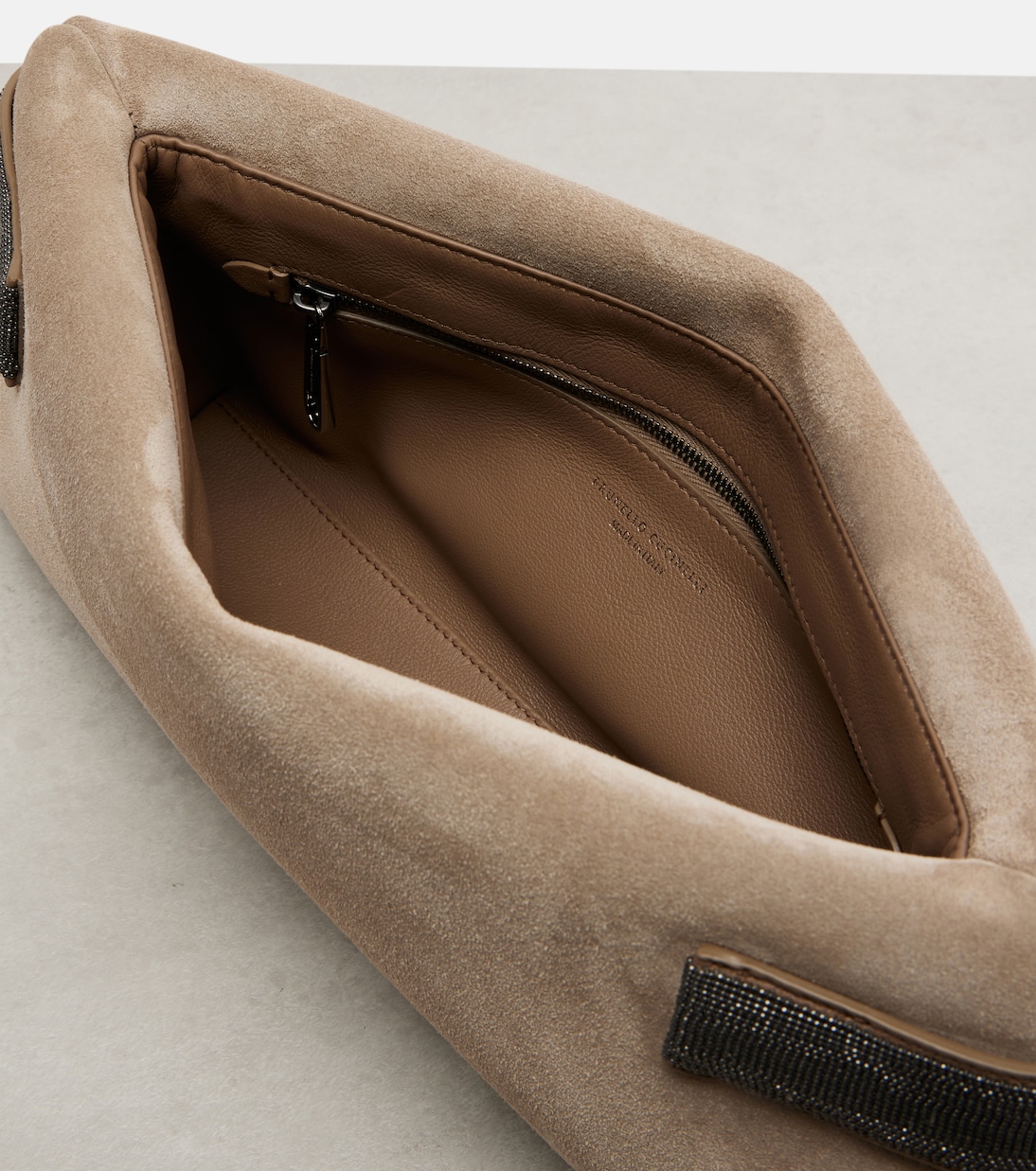 Essence Small suede clutch | Brunello Cucinelli