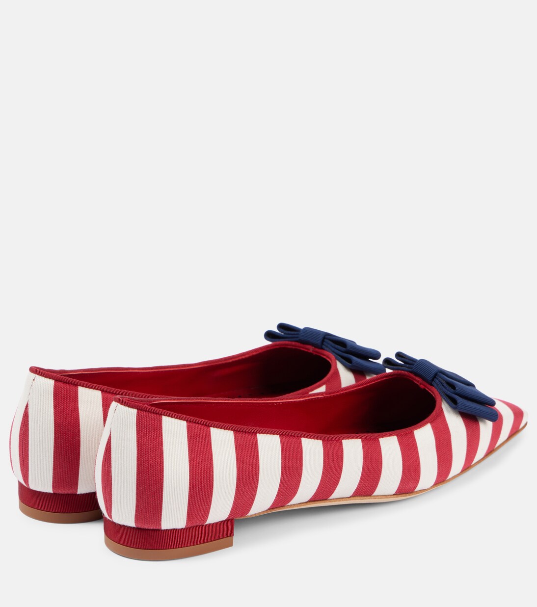 Reador bow-detail striped ballet flats | Manolo Blahnik