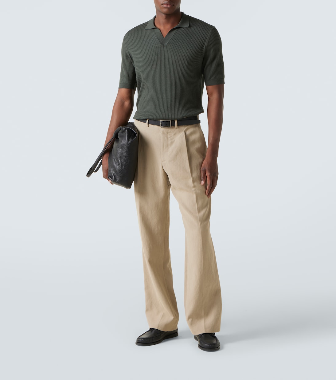 Polo acanalado de seda y algodón  | Sunspel