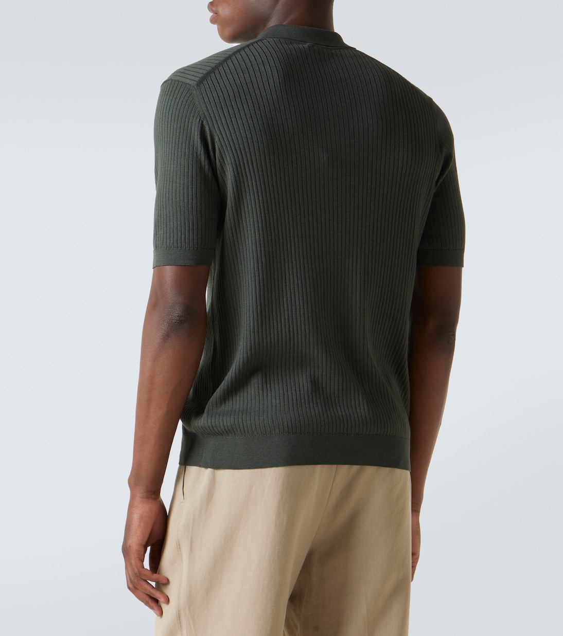 Polo acanalado de seda y algodón  | Sunspel
