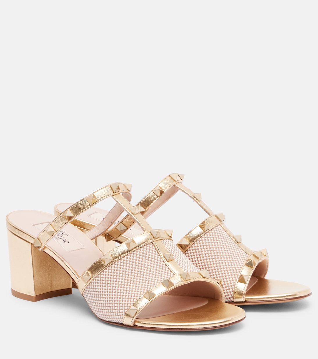 Rockstud 80 leather-trimmed mules | Valentino Garavani