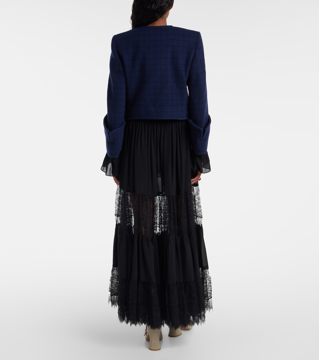 Checked cropped wool-blend jacket | Chloé