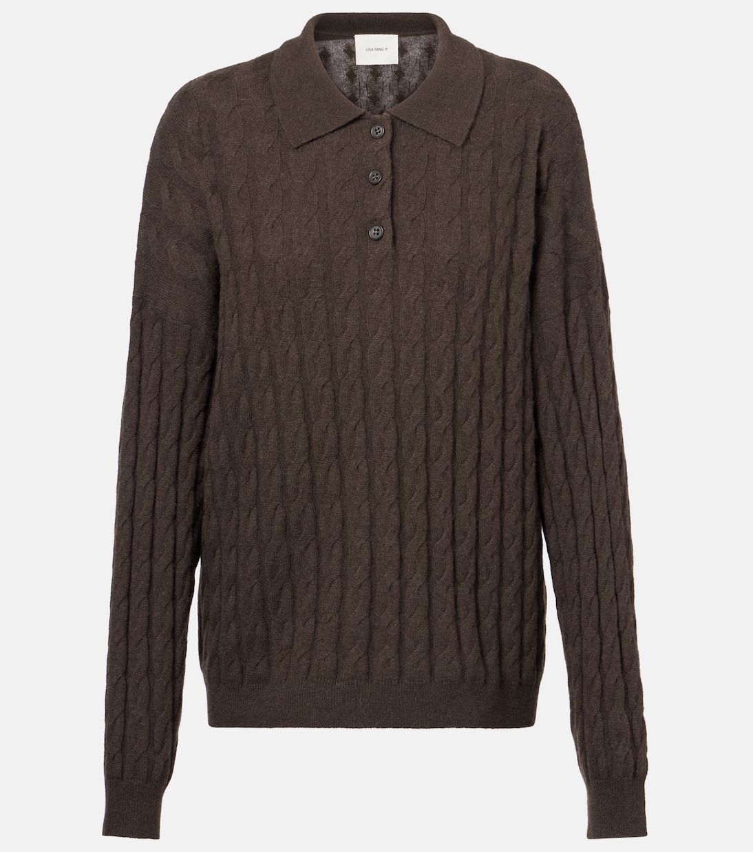 Cable-knit cashmere polo sweater | Lisa Yang