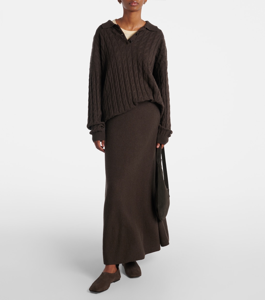 Cable-knit cashmere polo sweater | Lisa Yang