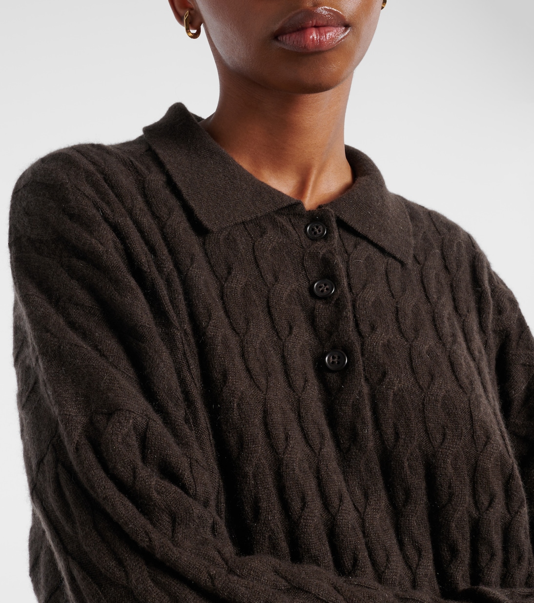 Cable-knit cashmere polo sweater | Lisa Yang