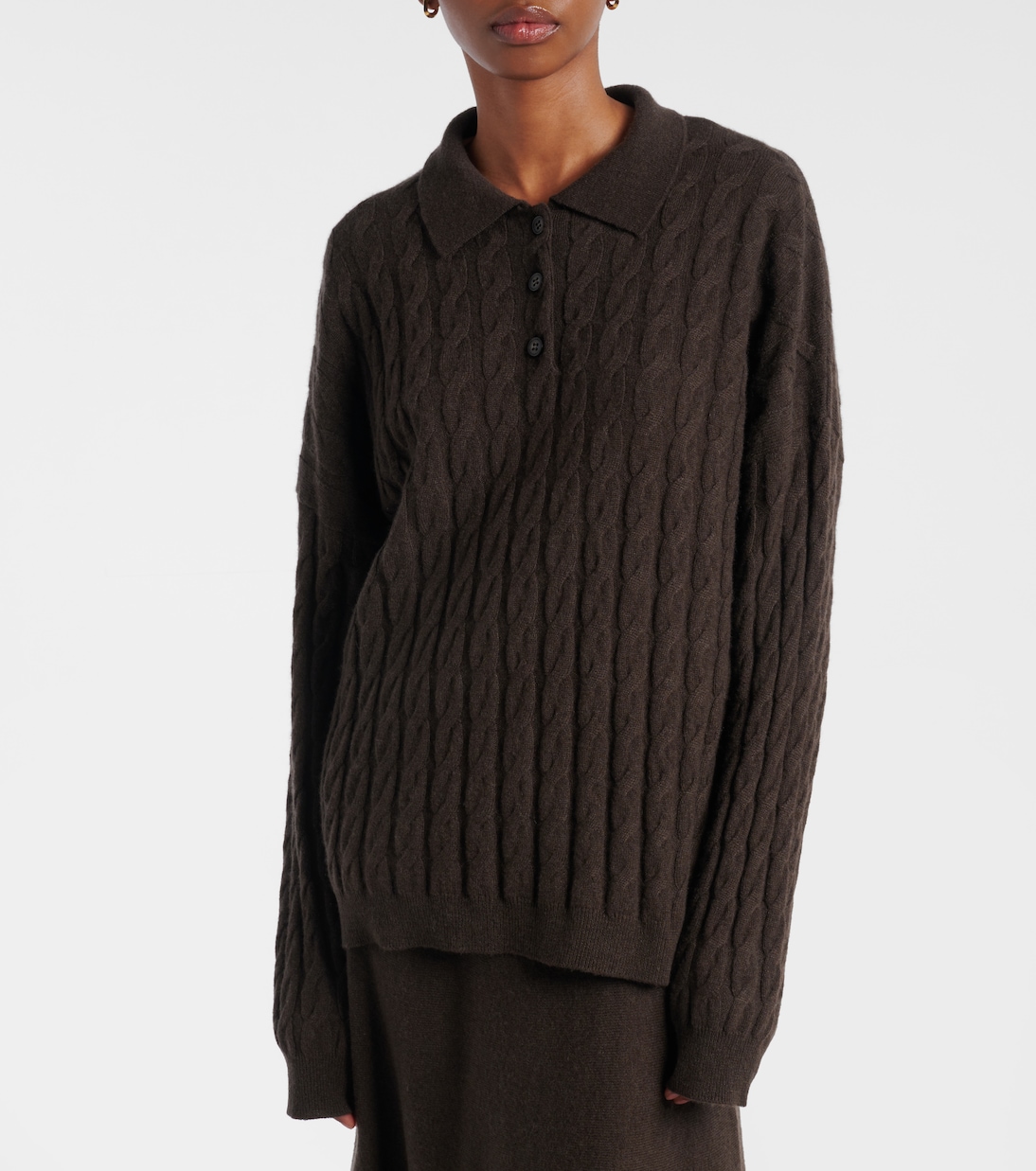 Cable-knit cashmere polo sweater | Lisa Yang