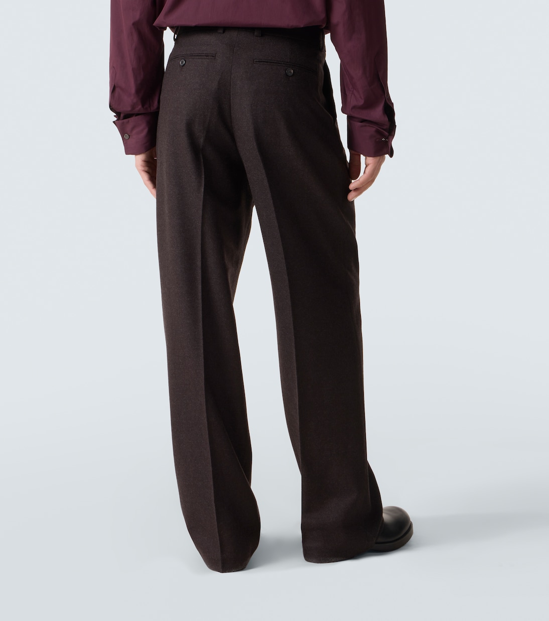 Embroidered wool flannel straight pants | Dries Van Noten