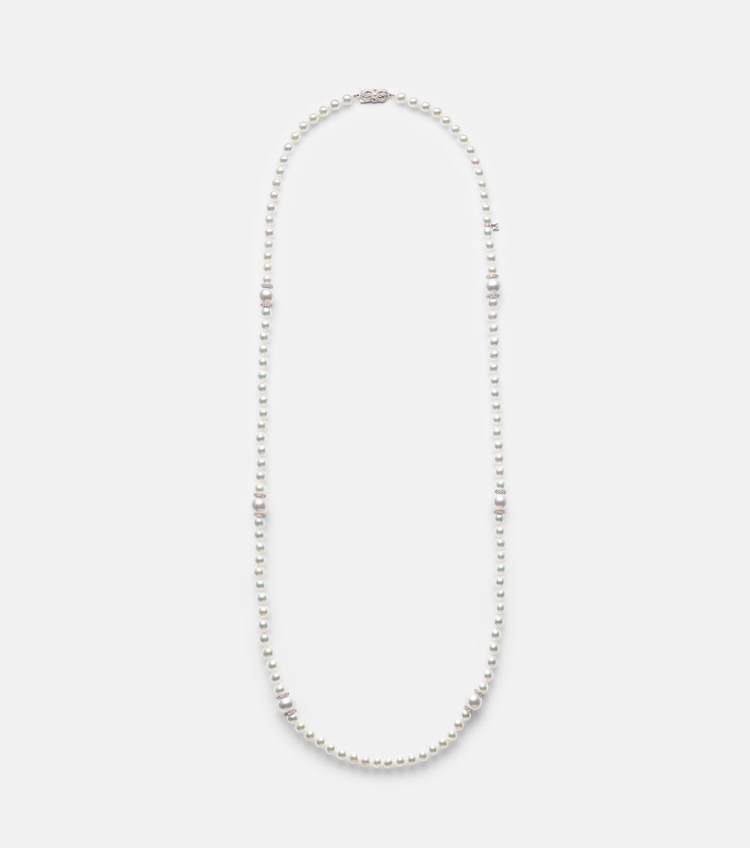 18kt white gold necklace with diamonds and pearls | Mikimoto