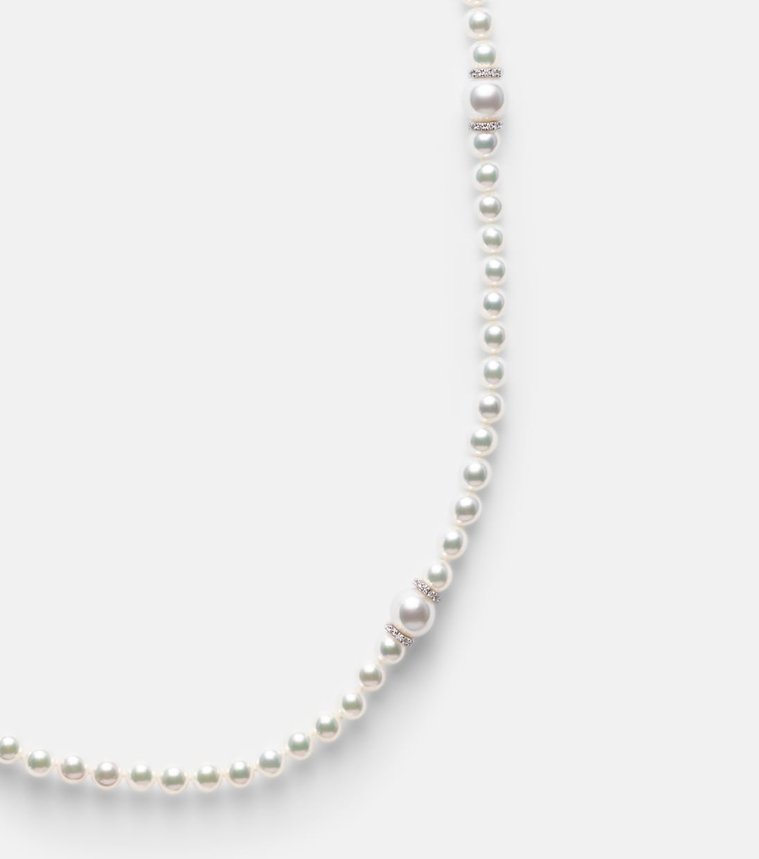 18kt white gold necklace with diamonds and pearls | Mikimoto