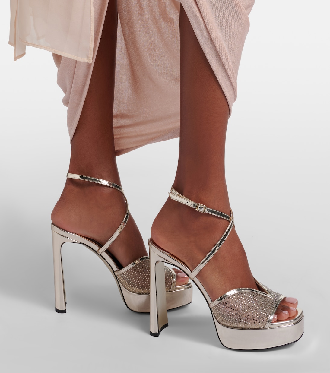 Karli 125 mesh and leather platform sandals | Jimmy Choo