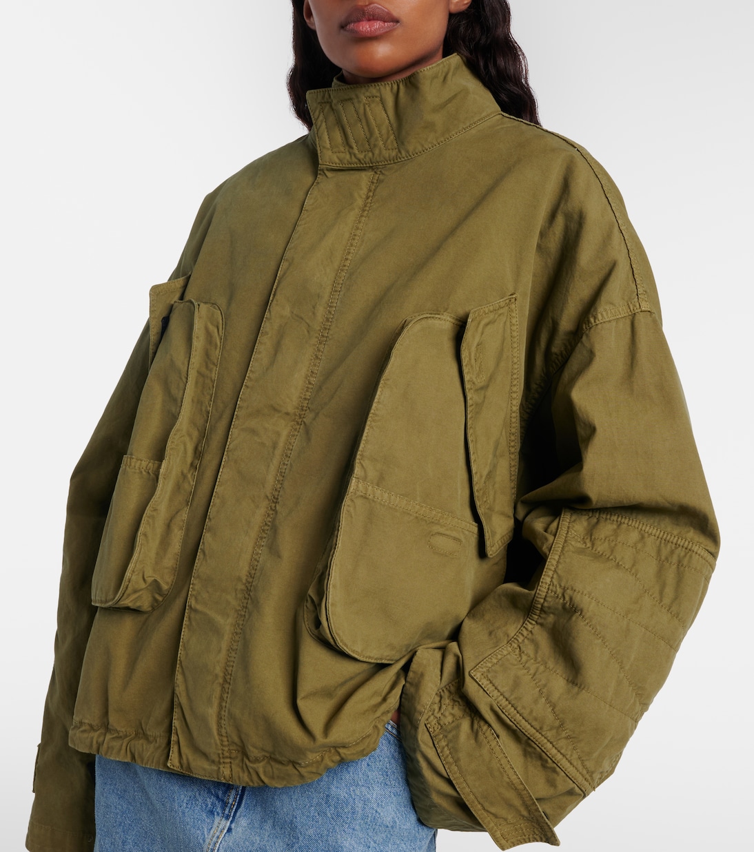 Leather-trimmed cotton jacket | The Attico