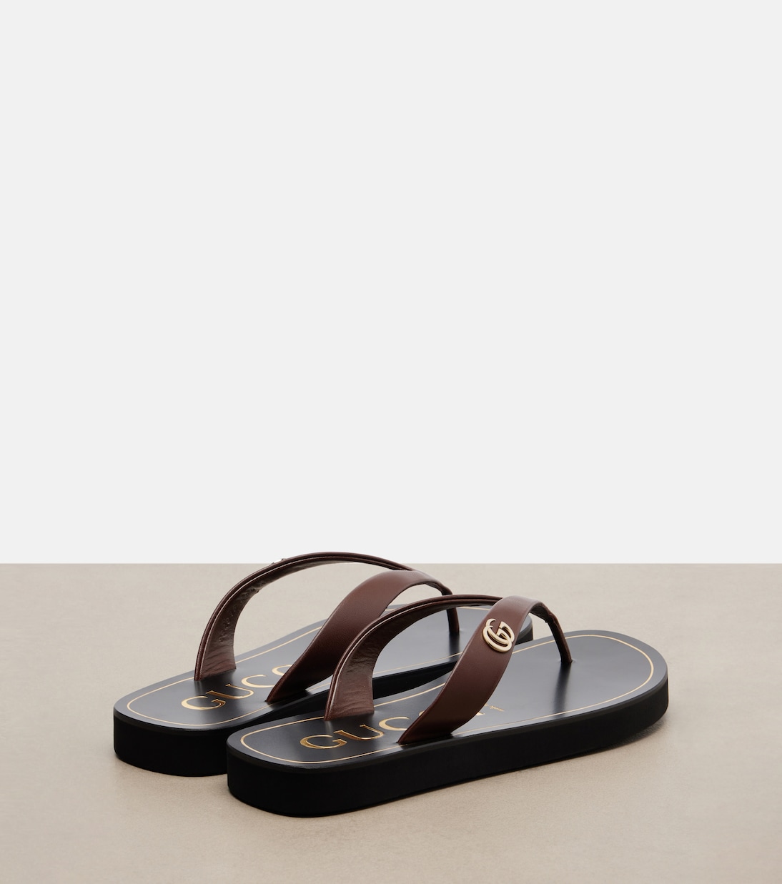 Mila Double G leather thong sandals | Gucci