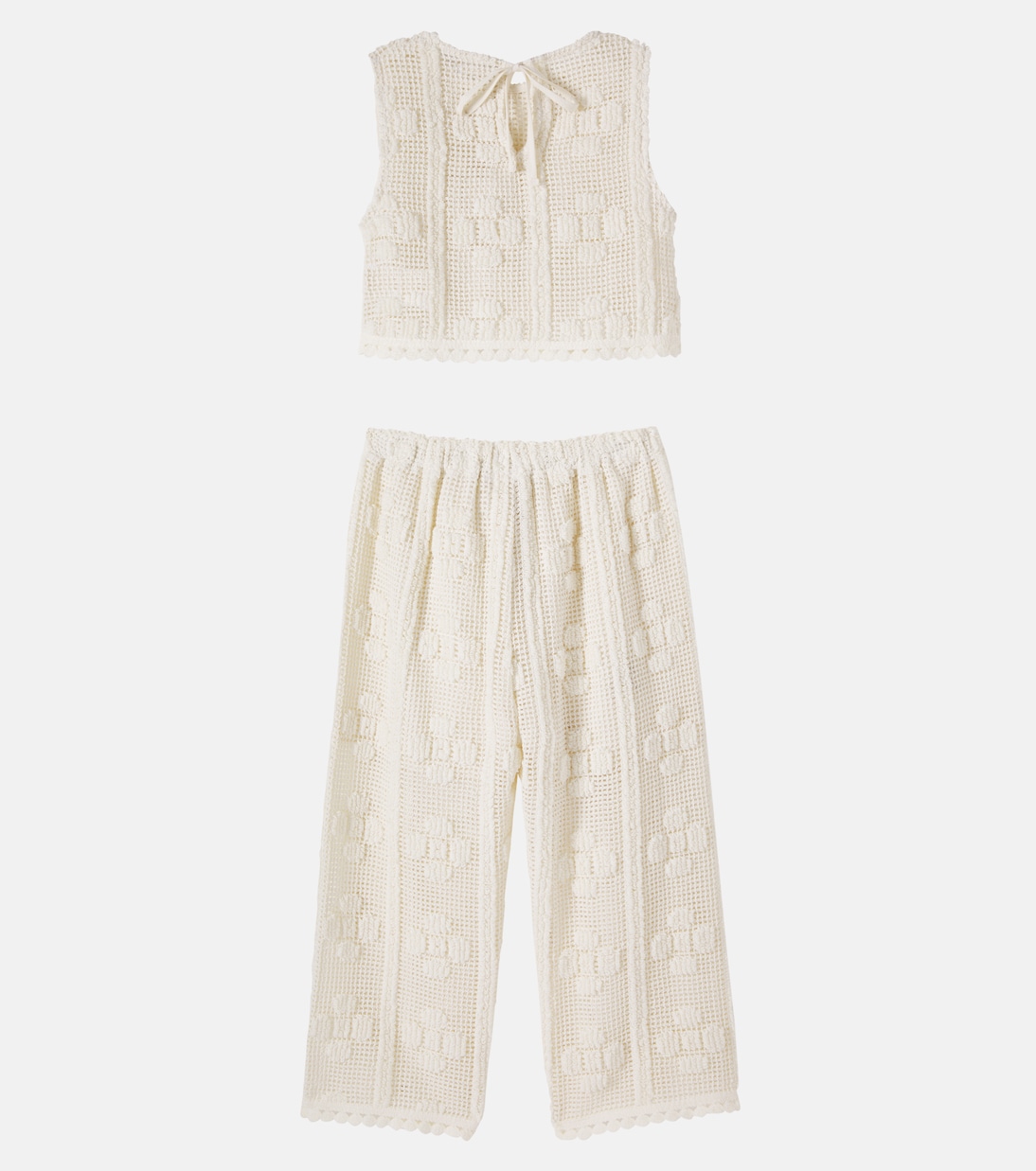 Top e pantaloni Inez in crochet di misto cotone | Bebe Organic