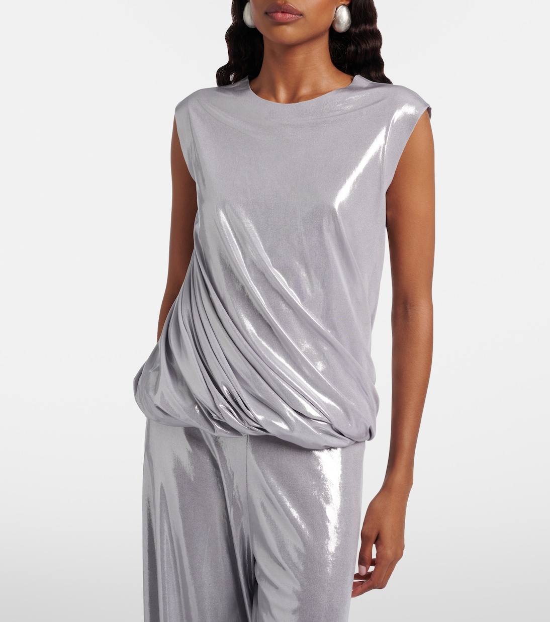 Twist metallic-effect top | Norma Kamali