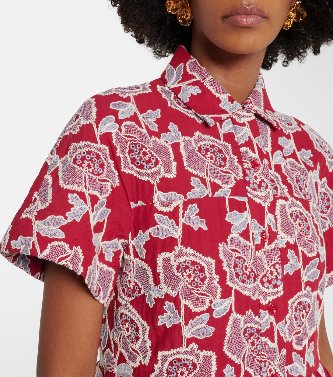 Embroidered cotton-blend shirt dress | Erdem