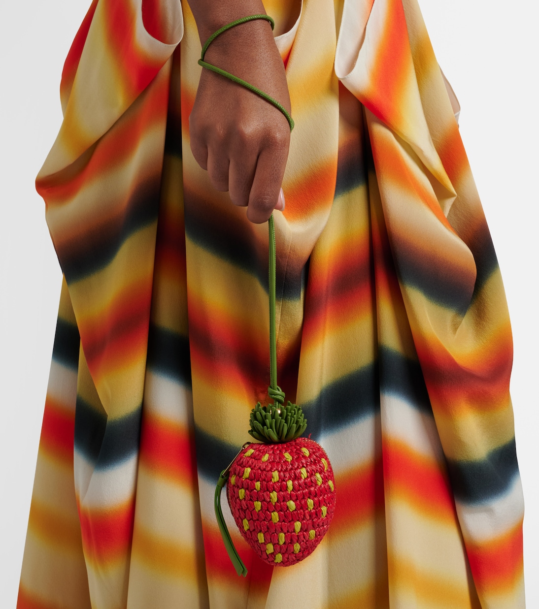 Strawberry crochet raffia coin purse with strap | Loewe