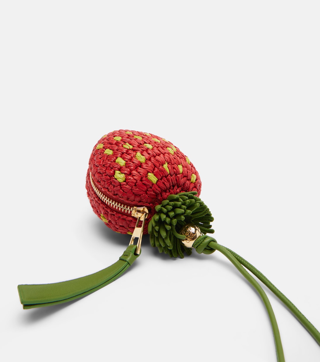 Strawberry crochet raffia coin purse with strap | Loewe