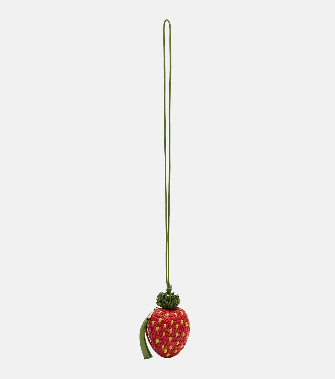 Strawberry crochet raffia coin purse with strap | Loewe
