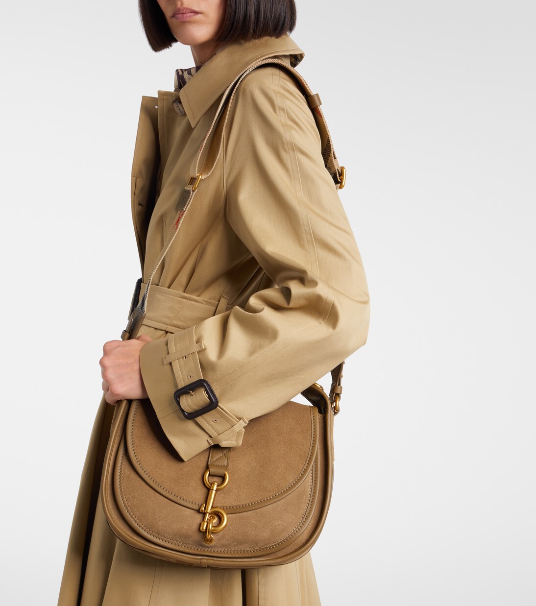 Clip Messenger suede top-handle bag | Burberry