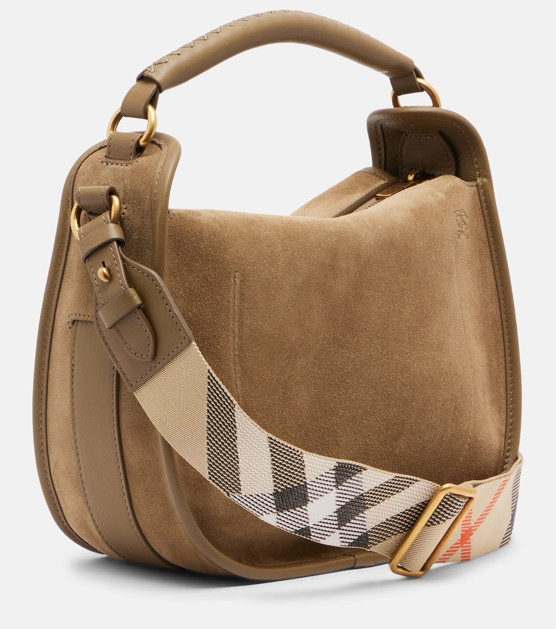Clip Messenger suede top-handle bag | Burberry
