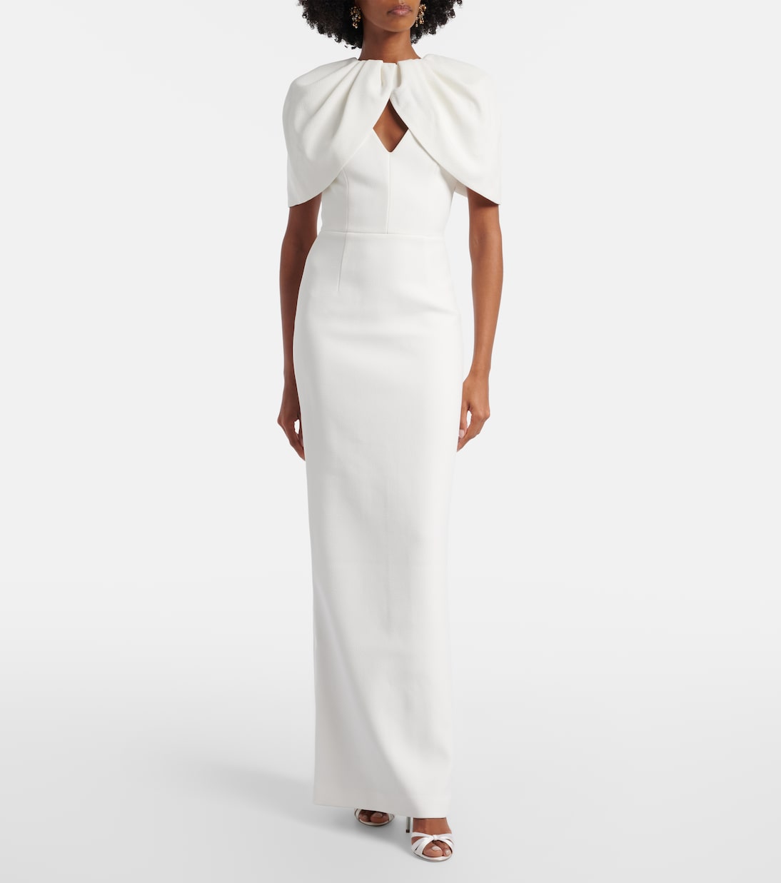 Bridal Cameron caped crêpe gown | Rebecca Vallance