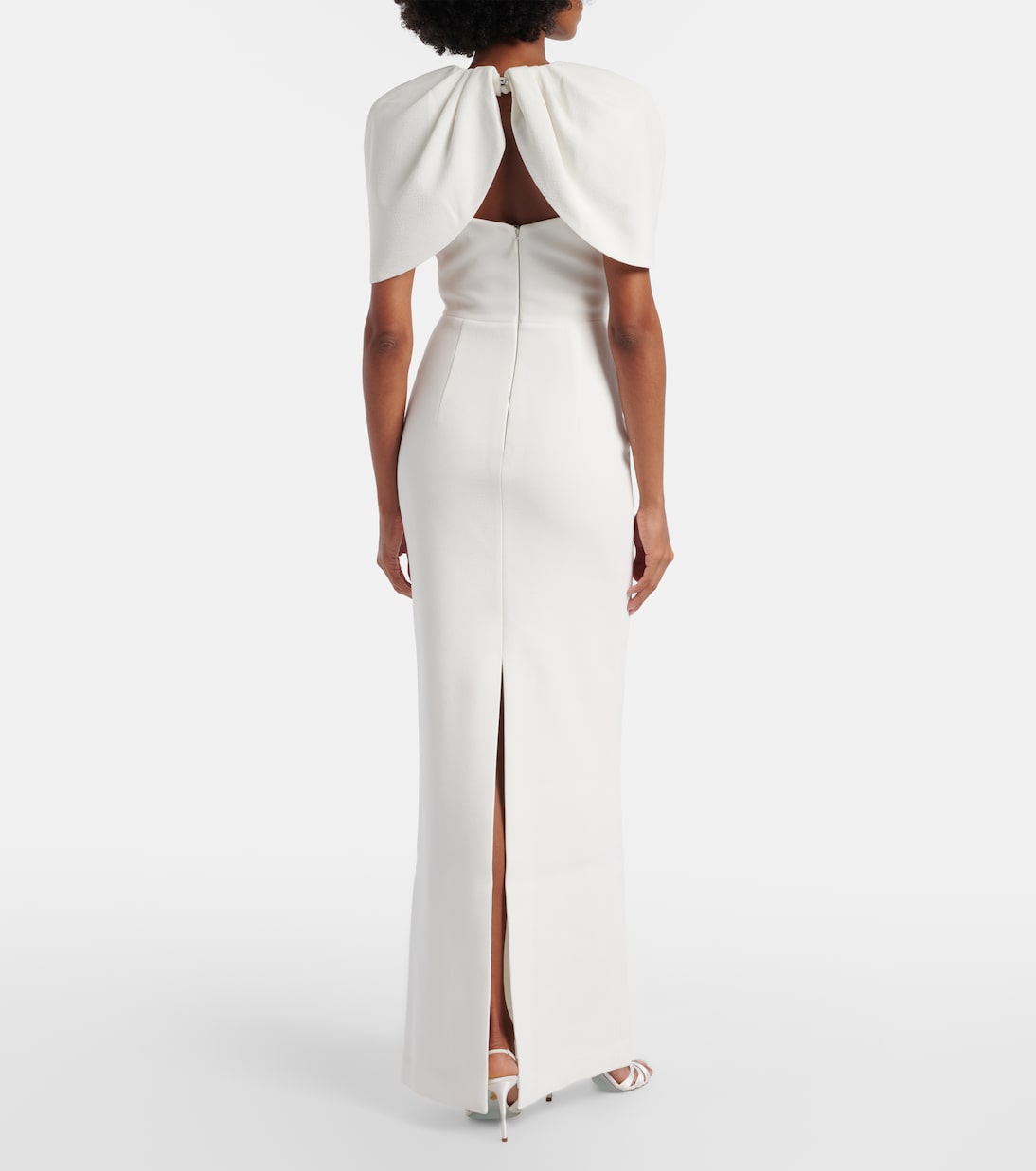 Bridal Cameron caped crêpe gown | Rebecca Vallance