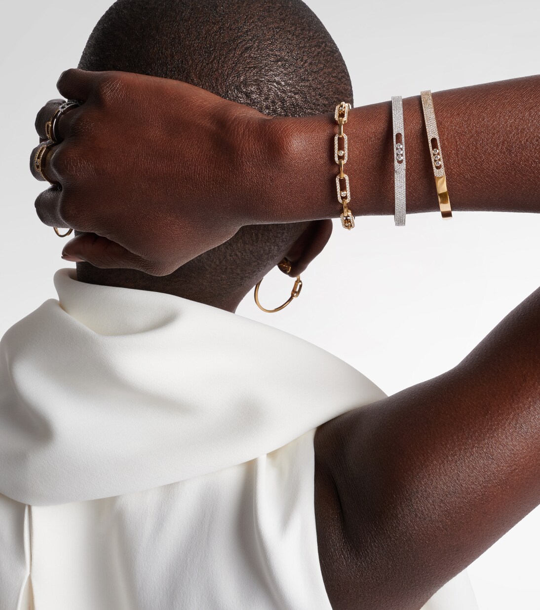 Pulsera Move Link de oro de 18 ct con diamantes | Messika