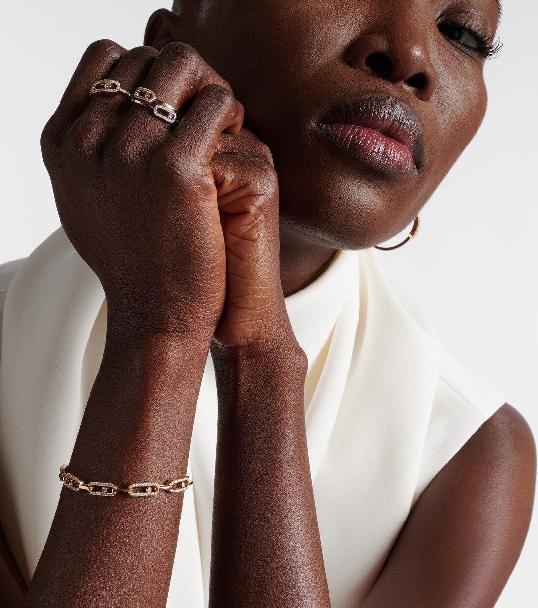 Pulsera Move Link de oro de 18 ct con diamantes | Messika