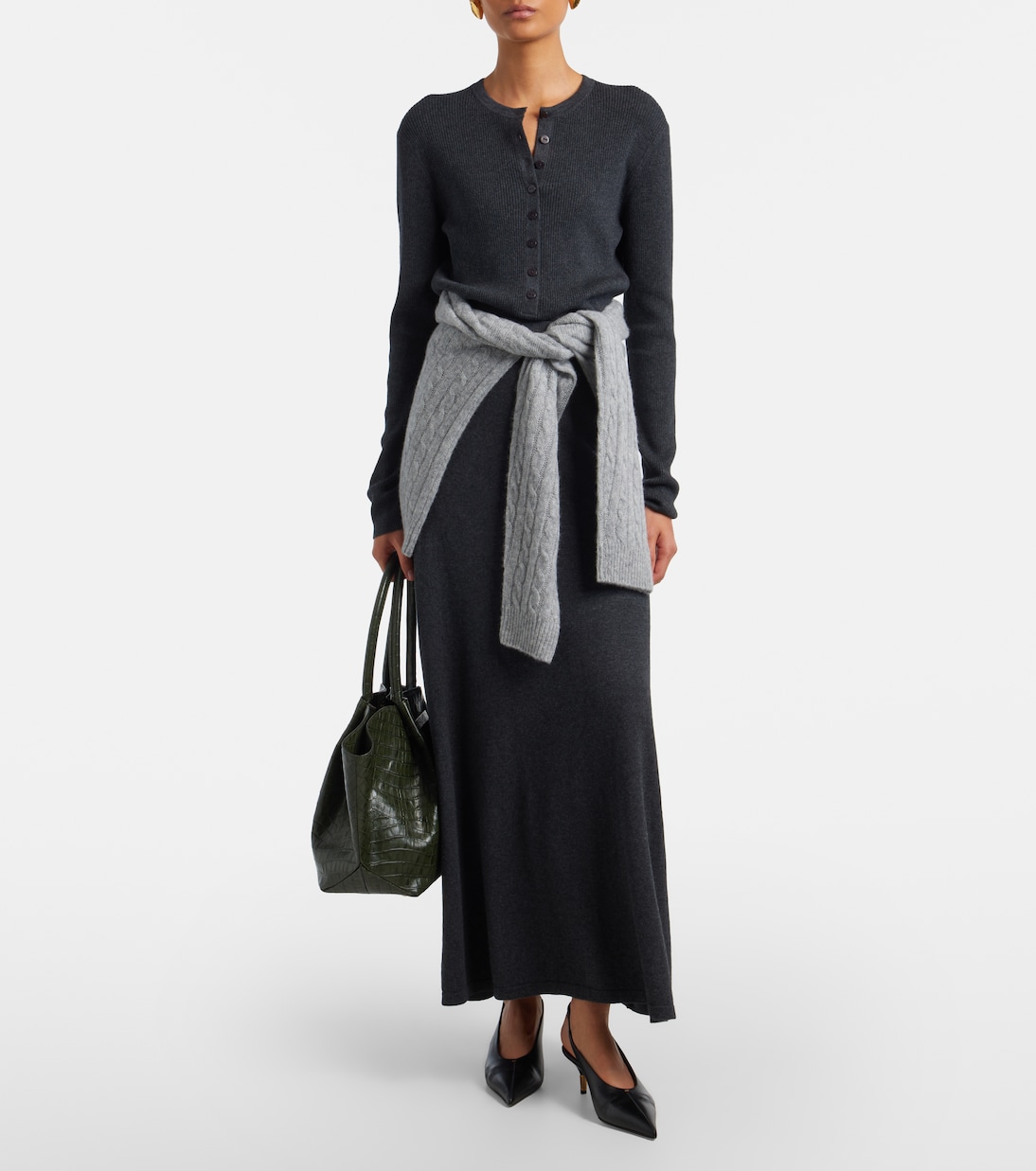 Adrienne cotton and cashmere midi skirt | Lisa Yang